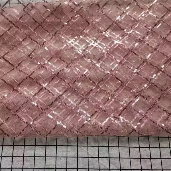 Pink 5 ярдов 5" 5 цветов Checker блестки Африканское свадебное платье французская вышивка кружевная ткань DIY шитье ремесло вечерние декоративные - Цвет: Pink