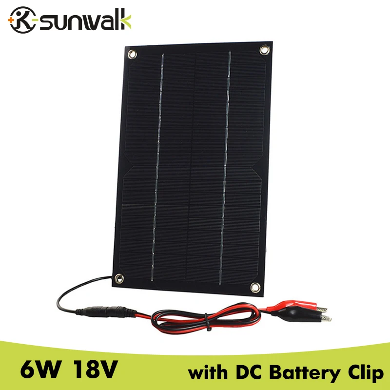 SUNWALK 2 шт. 6 Вт 18 в полугибкая солнечная панель с зажимом для аккумулятора