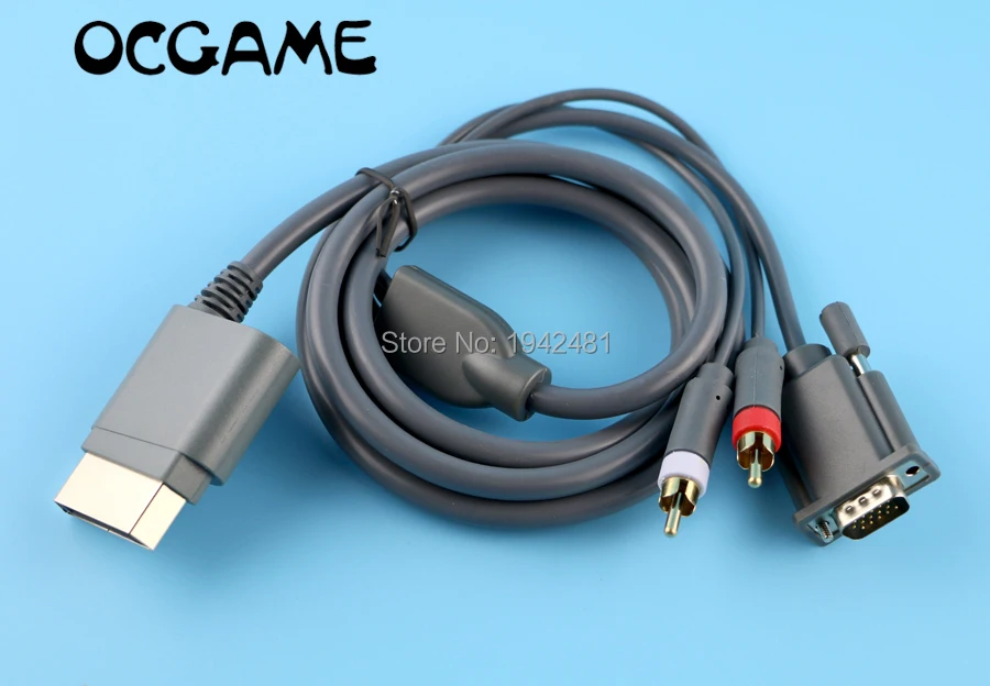 OCGAME 2PCS/LOT High quality Video Audio AV PC Monitor VGA Cable Cord Connecter for Xbox 360 Xbox360 + 2RCA | Электроника