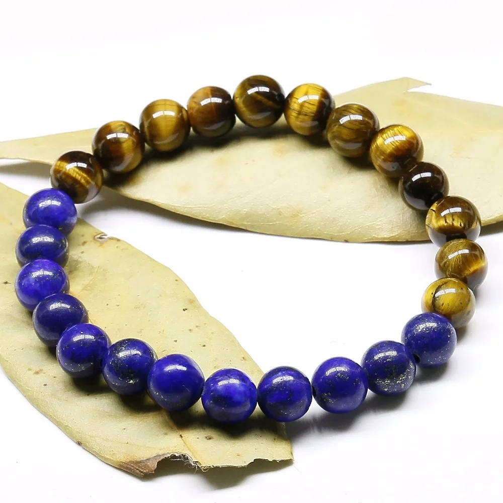 Модные ювелирные изделия для мужчин и женщин 8 мм натуральный тигровый глаз