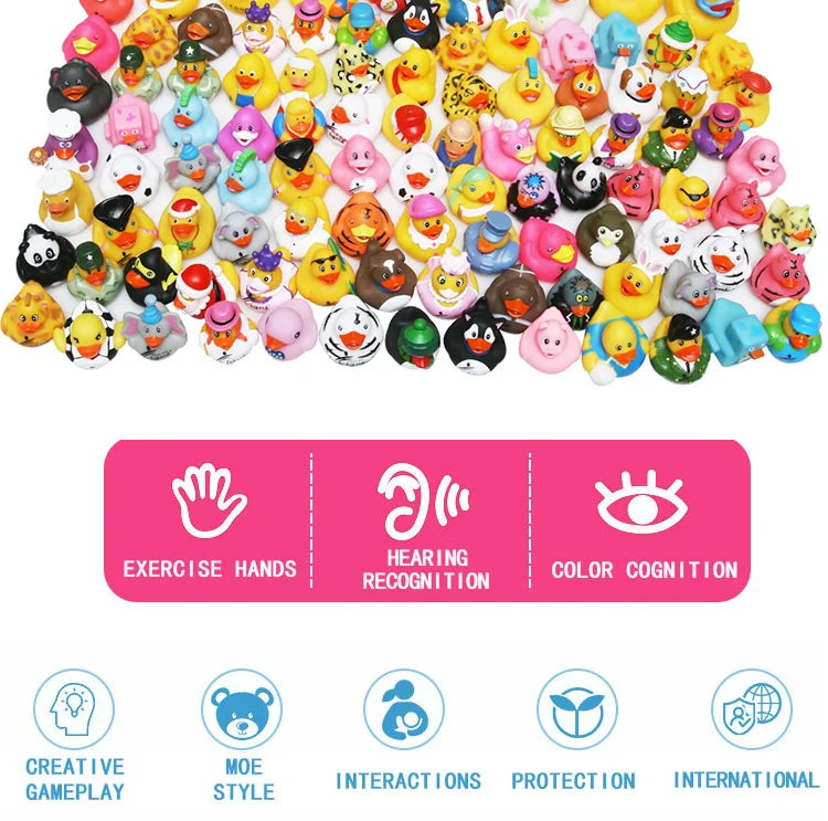 50 шт. смешанные игрушки для ванной, игрушки для плавания, красочные мягкие плавающие резиновые утки, сжимающие звук, забавный подарок для ребенка