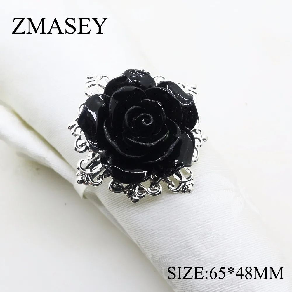 

4Pcs/6Pcs/Lot, Napkin Ring, Resin Rose, Wedding Reception, Table Party Decorations