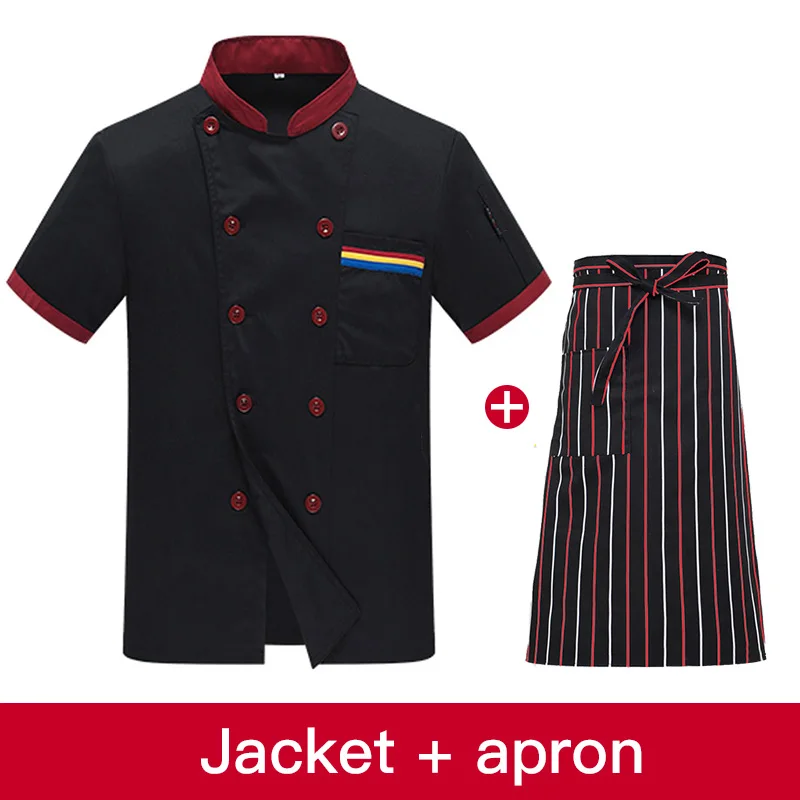 jacket apron Унисекс Кухня шеф-повар Ресторан повара рубашка Услуги хлебобулочные изделия из дышащего материала двубортная шеф-повар платье шеф-повар куртка фартук - Цвет: jacket apron