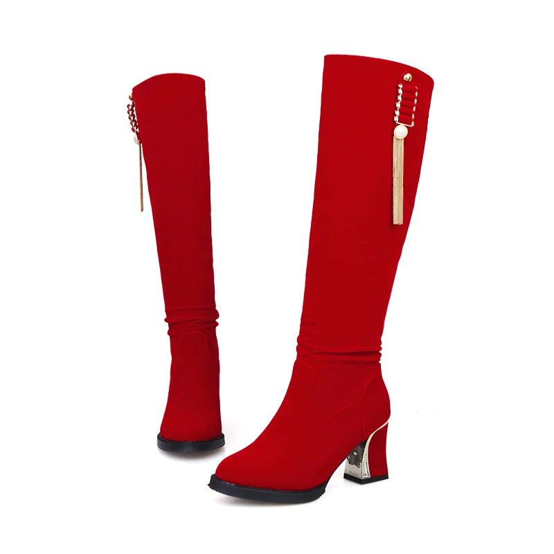 Женские ботинки на высоком каблуке черные синие красные для вечеринки большой