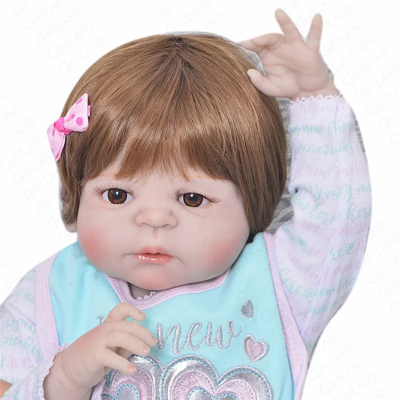 23 дюймов Reborn Baby Doll Bebe полный Силиконовый купать игрушки для детей Bb ручной работы
