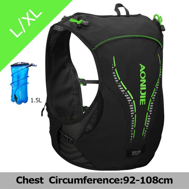 Green L-XL 1.5L AONIJIE 5L жилет для бега Легкий Рюкзак дышащий велосипедный марафон Портативный Сверхлегкий нейлоновый походный открытый спортивный мешок - Цвет: Green L-XL 1.5L