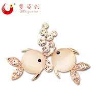 mzc 2019 hot crystal animal brooches for women enamel pins opal fish broches rhinestone jewelry accessories wedding party bijoux