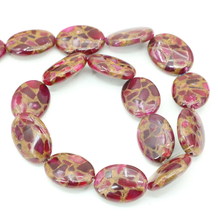 

Wholesale Multicolor Stone Oval Egg Shape Golden Sand Stones Loose Beads For Jewelry Making Diy Bracelet Necklace 15inch B3306
