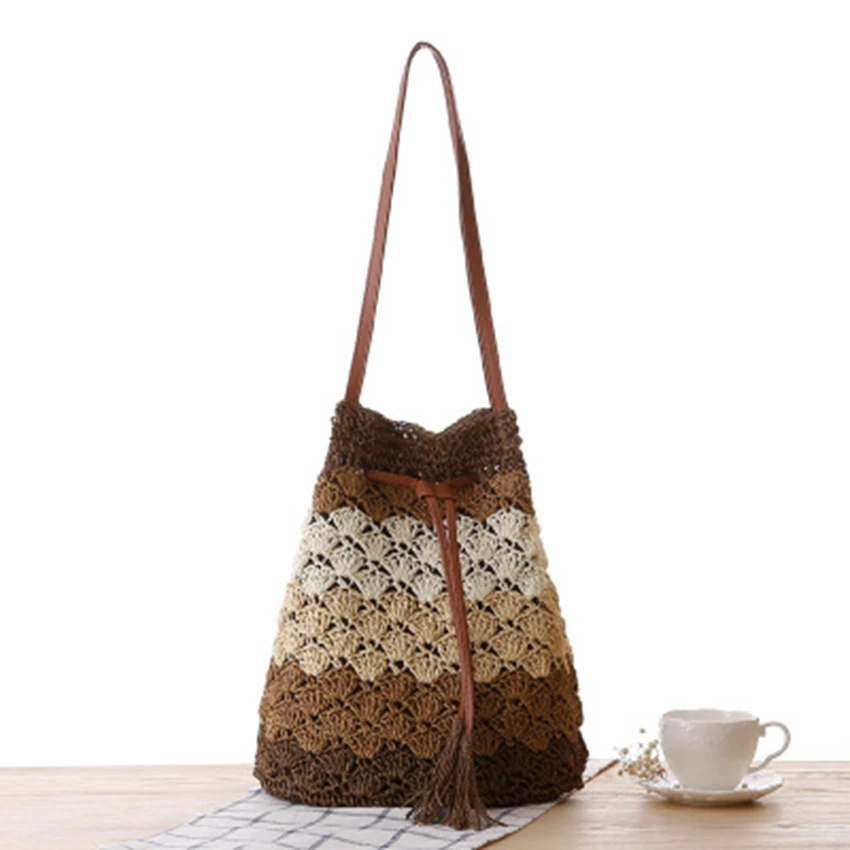 Модная плетеная сумка в этническом стиле полоску|leisure bag|woven bagfashion shoulder bags |