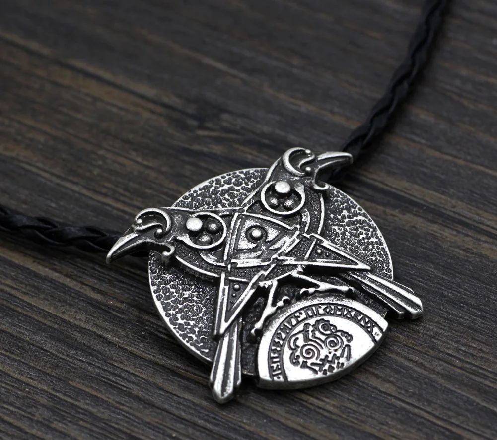 Norse Alknut futark тройной рожок Triskele Huggin Munnin Vikings NordicTalisman Odin's Raven In The Moon Подвеска