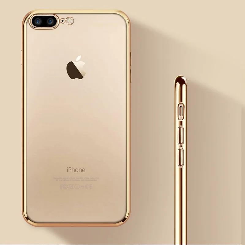 Чехол для iPhone 8 Plus роскошный мягкий силиконовый гелевый с золотым покрытием 11 Pro X