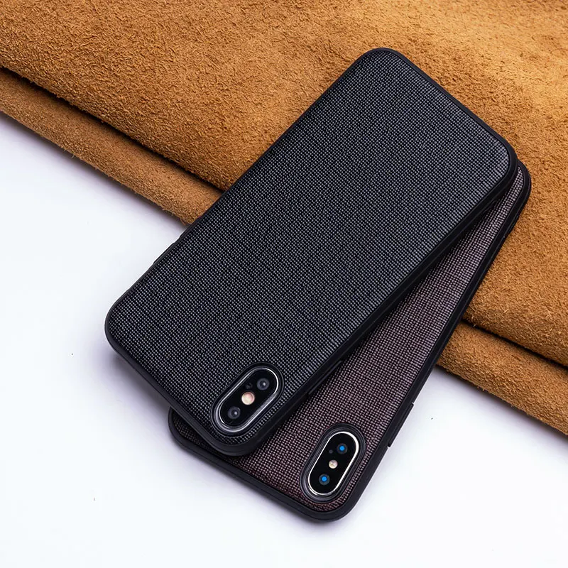 Чехол для iphone7 8 plus XR XS max 6 6s с защитой от воды из коровьей кожи коричневый синий