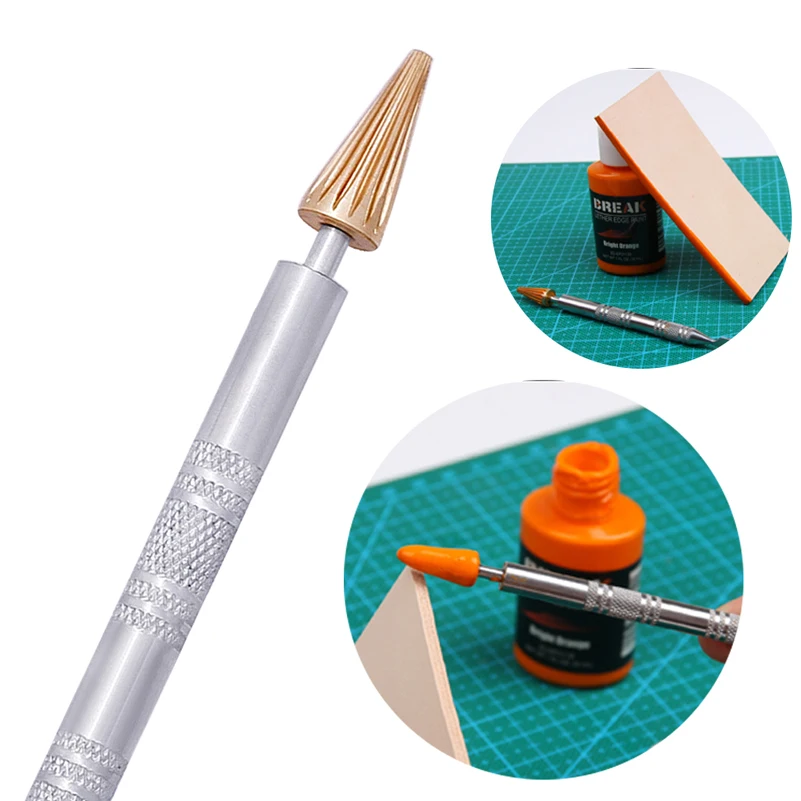LMDZ двухголовый латунный аппликатор для масляной клеевой ручки с кожаным краем