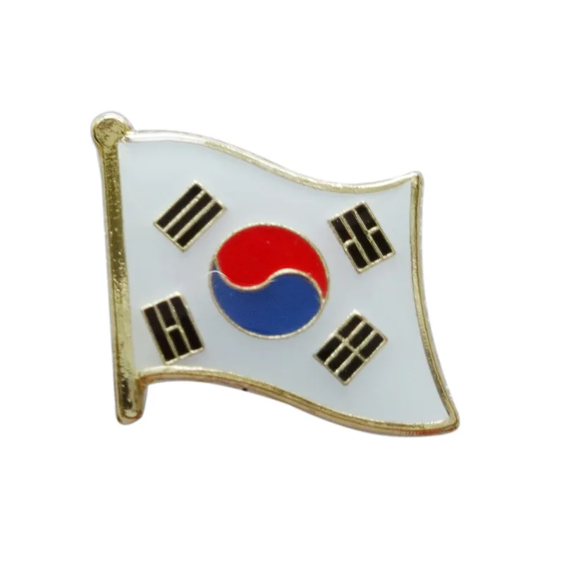 Южная Корея страна металлический значок с флагом отворот штифт + Железная латунь