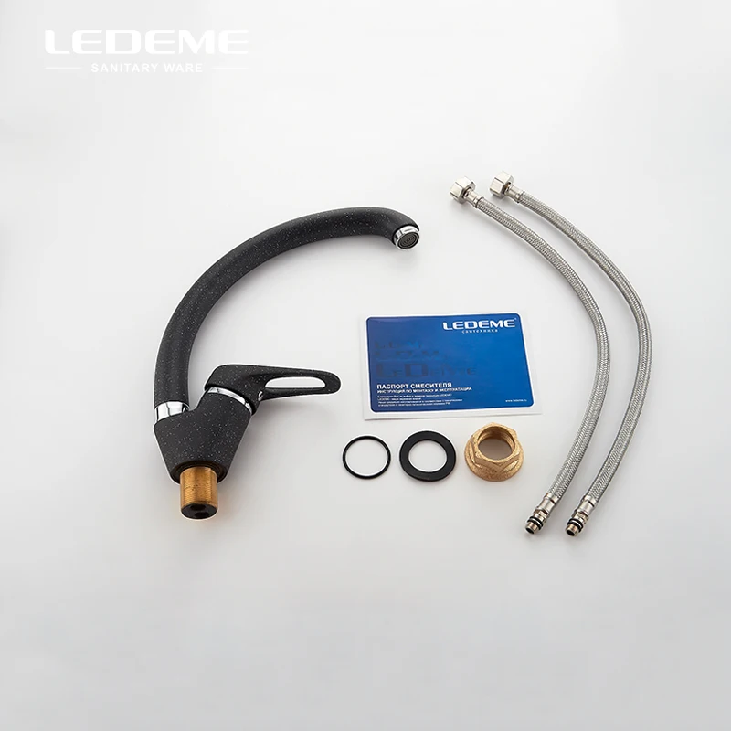 LEDEME медный смеситель для кухонной раковины с одной ручкой холодной и горячей