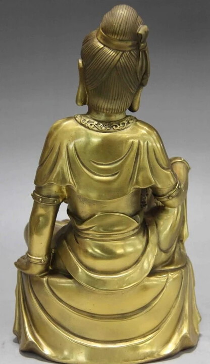 Китайская фольклорная латунная медная статуя Waibo mother Guan Yin Kwan-yin Boddhisattva |