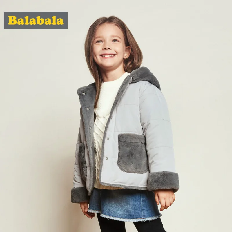 Balabala/куртка с капюшоном на флисовой подкладке для маленьких девочек; детская стеганая куртка с флисовым капюшоном и карманами на кнопках