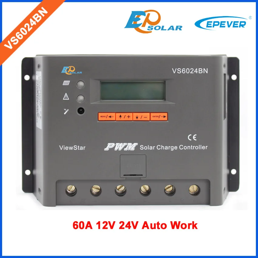 

60A controller EPEVER Solar panels system Battery charger regulator LCD display Free Shipping 12V/24V VS6024BN PWM series