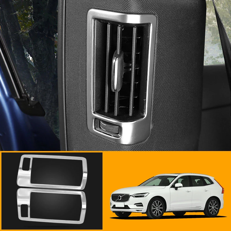 

For VOLVO XC60 2018 2019 / XC90 2015 - 2019 Stainless Steel Matte Interior Rear Row Side Air Vent Outlet Cover Trim 2pcs