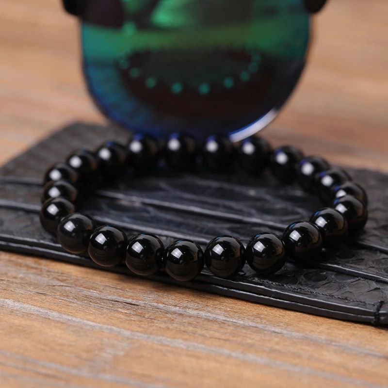 2018 New promotion 8 mm Black Onyx beads natural stone beaded bracelets Wild Male and Female Original Couple | Украшения и