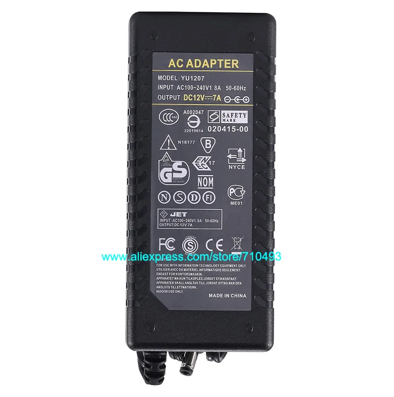 1 шт. с микросхемой IC AC DC 12V 7A адаптер питания 85W переключатель для 5050 3528 LED Light LCD