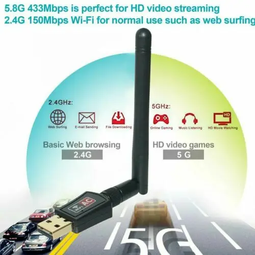 600 Мбит/с 2 4/5 ГГц USB WiFi беспроводной сетевой адаптер двухдиапазонный 802.11AC PC ключ