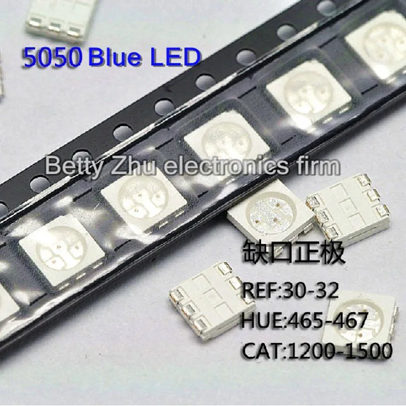 

500PCS/LOT 5050 bright blue LED light emitting diode