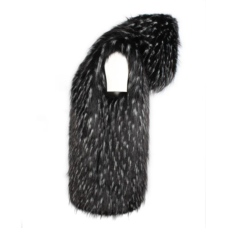 

Fashion Winter Men Fur Vest Hoodie Hooded Thick Fur Warm Waistcoats Sleeveless Coat Outerwear Male Jackets Plus Size 6Q2111