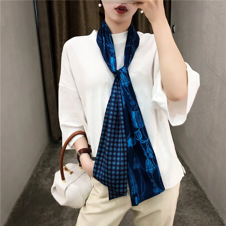 

New Design Rope Tassels Brand Scarf Double-deck Twill Scarf For Ladies Head Silk Scarves Wraps Women Handkerchief Drop shipping