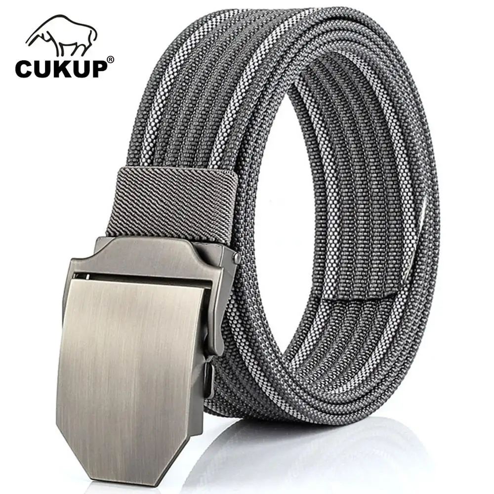 CUKUP 2022 Unisex New Striped Line Pattern Belt Zinc Alloy Buckle Metal Leisure Belts for Men and Women Jeans 3.8cm Wide CBCK128