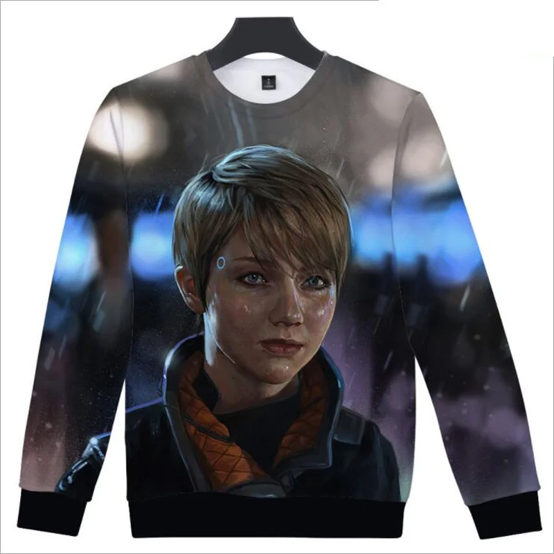 

detroit become human connor KARA 3D hoodies Sweatshirt Men O-Neck Long Sleeve Hip Hop Capless Polluver Boys/Girls Cool Tops 4XL
