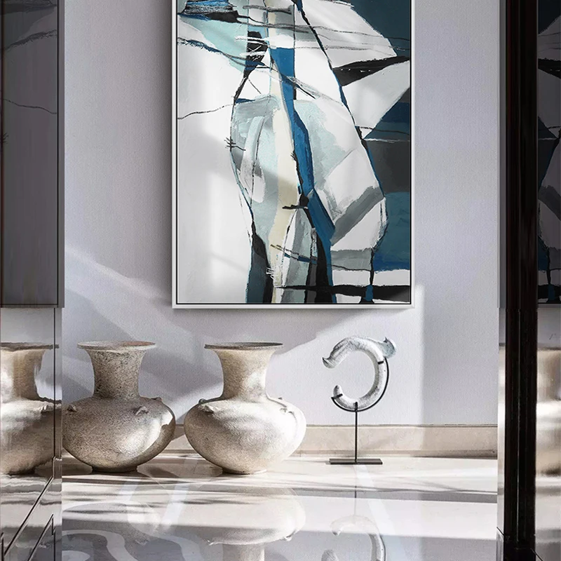 

Canvas Painting Poster and Print for Living Room Green Blue Decorative Modern Style Home Decor Line Pictures Wall Art Bedroom