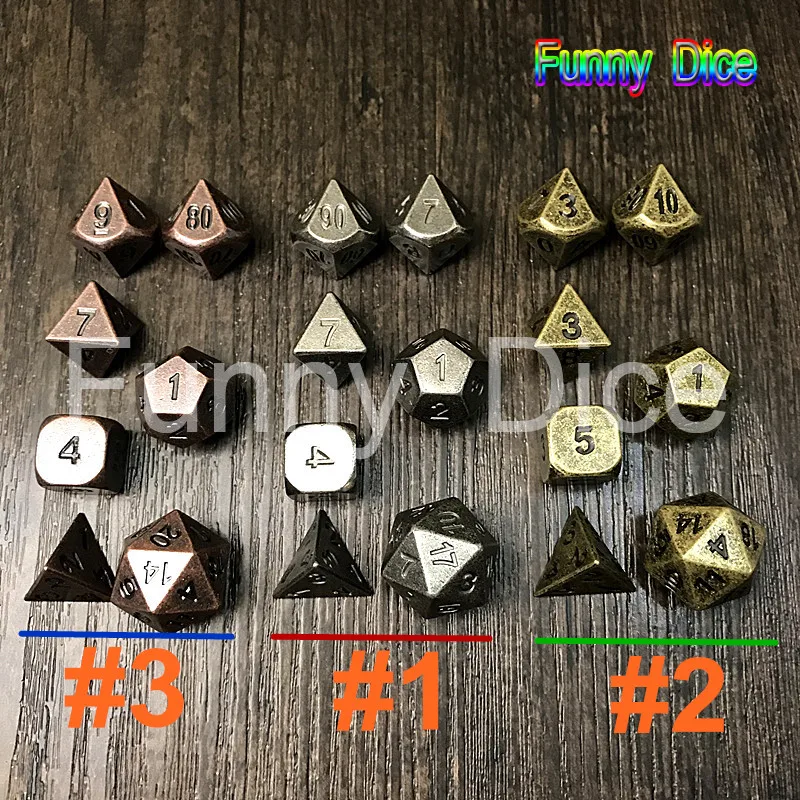 Новый металлический Набор из 7 игральных костей d4 d6 d8 d10 d % d12 d20 для настольной игры