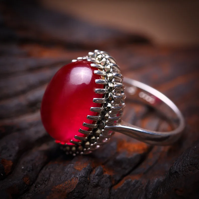 Женское кольцо из серебра 100% пробы с драгоценными камнями 16 х12 дюймов