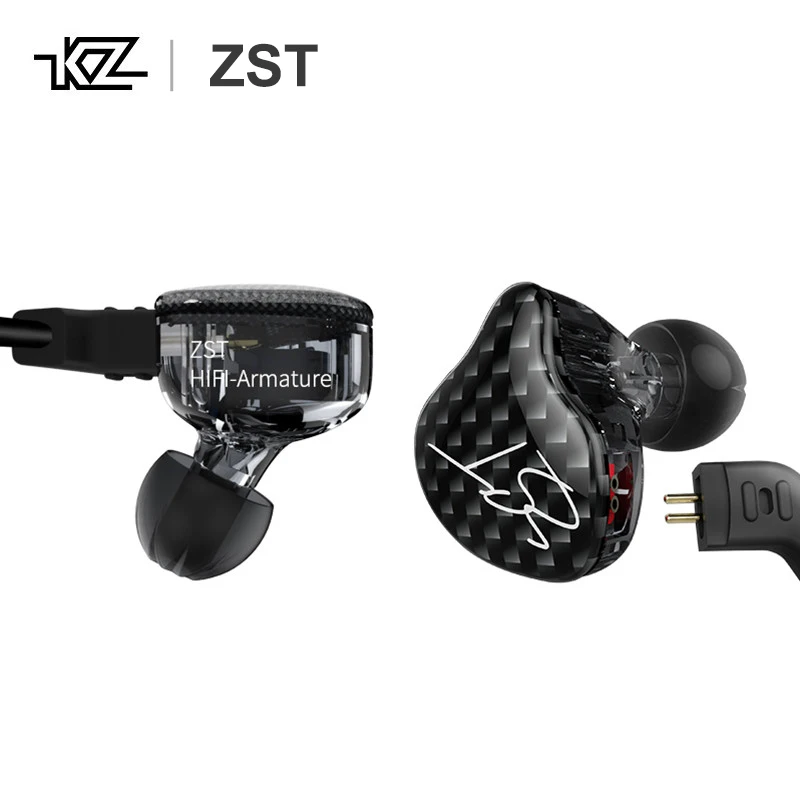 KZ ZST 1DD + 1BA динамический Арматура двойной драйвер HiFi мониторы наушники со съемным