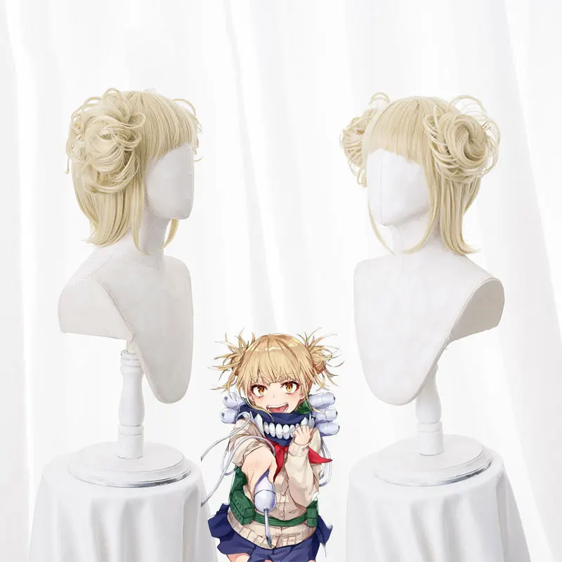 My Boku no Hero Academia Akademia Himiko Toga Short Light Blonde Ponytails Heat Resistant Cosplay Costume Wig+Cap |