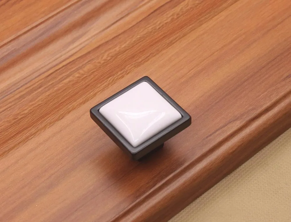 Белые керамические ручки квадратные черные для комода ручка ящика детского