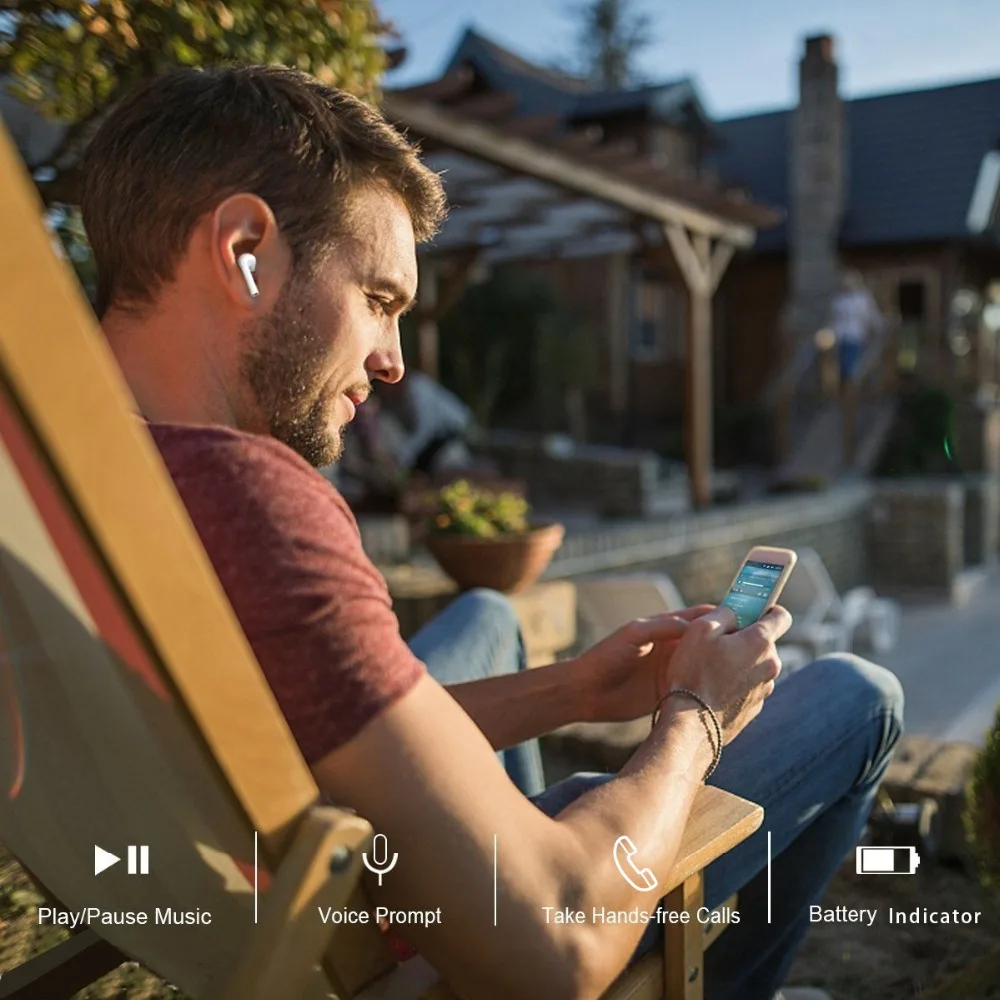 Беспроводные Bluetooth наушники водонепроницаемые IPX5 спортивные басы вкладыши с