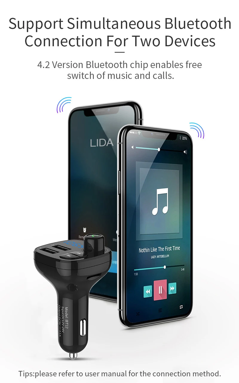 Bluetooth 4,2 Fm передатчик автомобильный комплект громкой связи беспроводной Авто MP3 плееры Quick Charge QC3.0 USB зарядное устройство радио модулятор