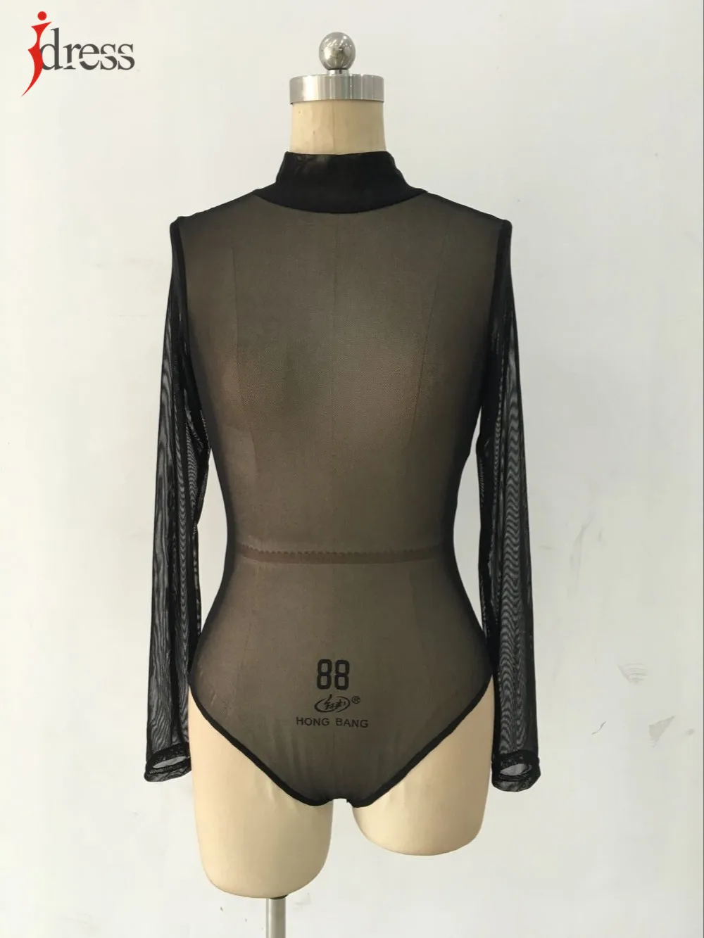 IDress Черный Белый Хаки Зеленый Синий сетчатый боди прозрачный сексуальный костюм в обтяжку с длинным рукавом женские комбинезоны, обтягивающие боди