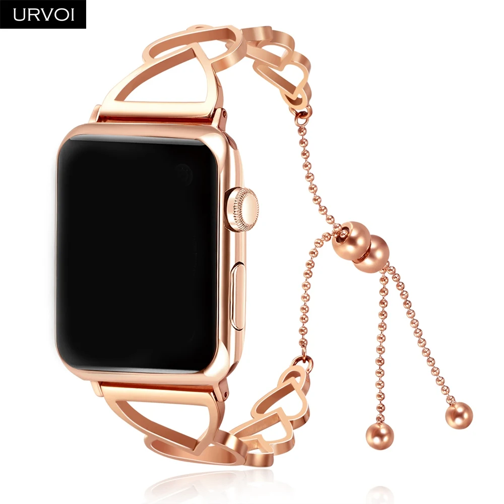 URVOI braceket для Apple Watch серия 4 3 2 1 любящее сердце модная цепочка девочек браслет на