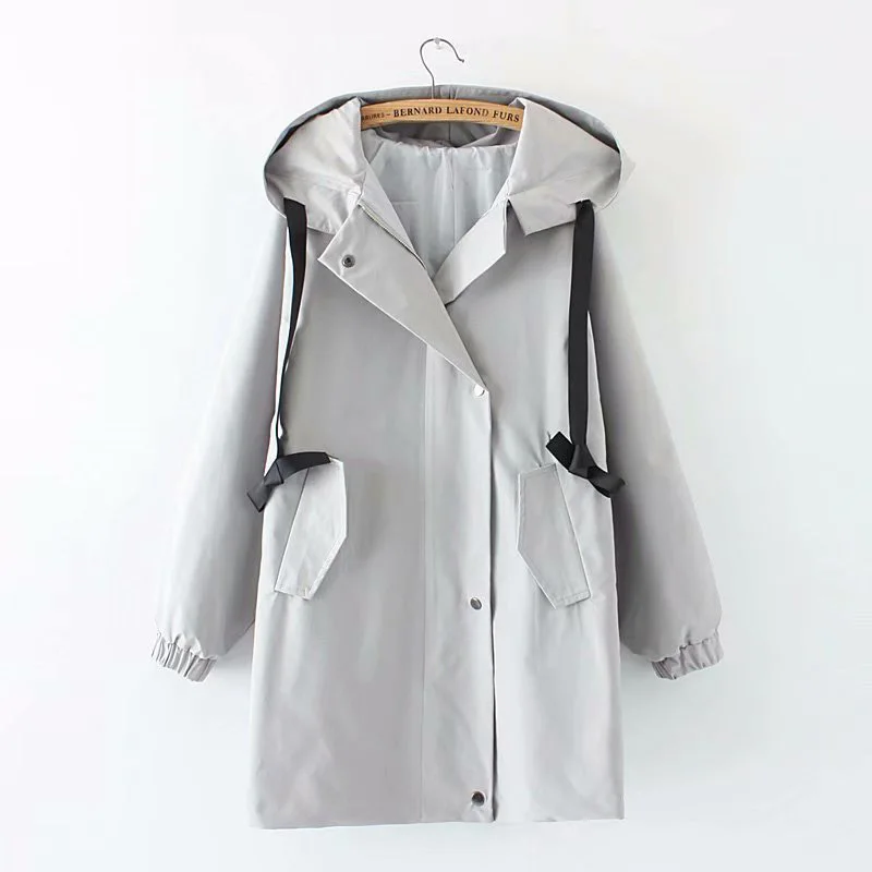 gray Куртка с капюшоном размера плюс 2XL, 2XL, 4XL, свободная куртка с лентами, для мальчика, друга, Harajuku, больше размера, ветровка, женская, в стиле хип-хоп, Базовая куртка - Цвет: gray