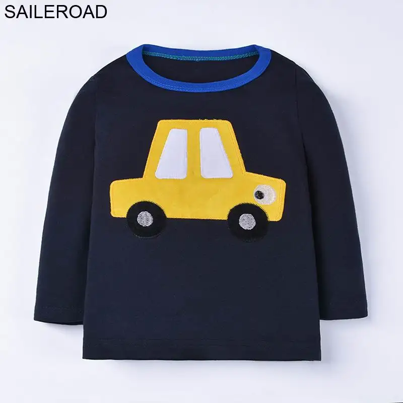 5237 same picture SAILEROAD Cartoon Vehicle Tractors Детская футболка с длинным рукавом для мальчика Весна Хлопок Детские футболки для детей Футболки Детская одежда для мальчиков - Цвет: 5237 same picture
