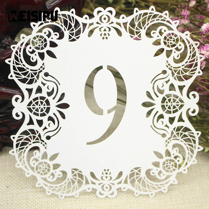 

10pcs/set Number Wedding Table Cards Hollow Laser Cut Card Numbers Vintage Wedding Decoration Event Party Supplies New Arrival
