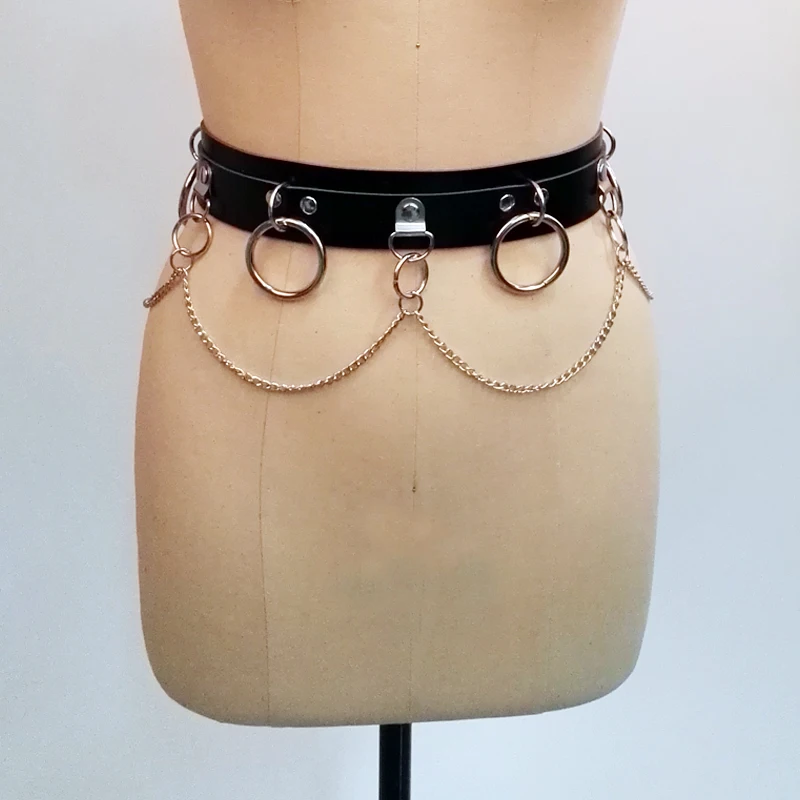 100% ручная работа панк готический мужской женский поясной ремень кожаный цепь