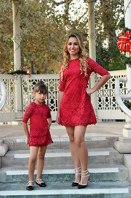 Одинаковые комплекты для семьи 2017 летние мини платья кружевное платье мамы и