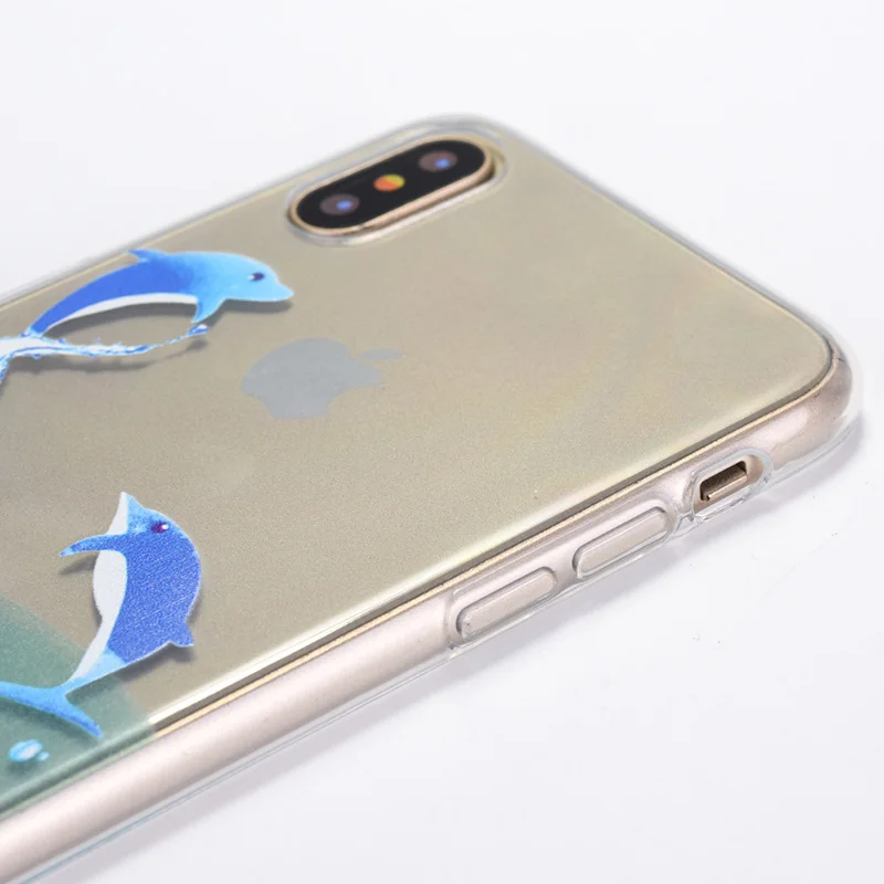 JICUIKE Роскошные модные высокий прозрачный ТПУ soft shell Дельфин для iPhone X чехол