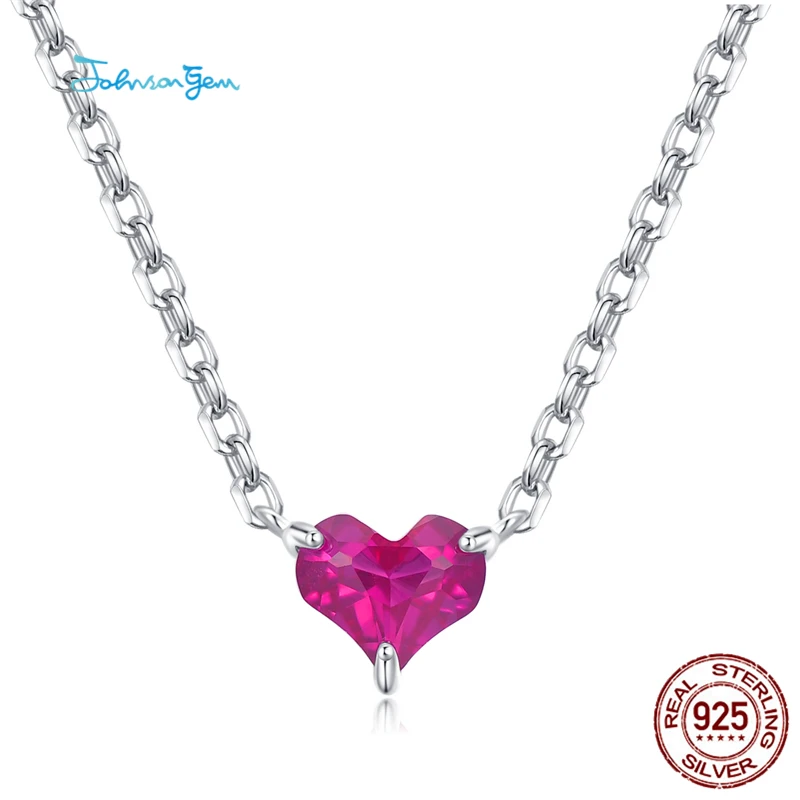 Бренд JG 925 пробы Серебряная роза кулон в виде красного сердца Цепочки и ожерелья
