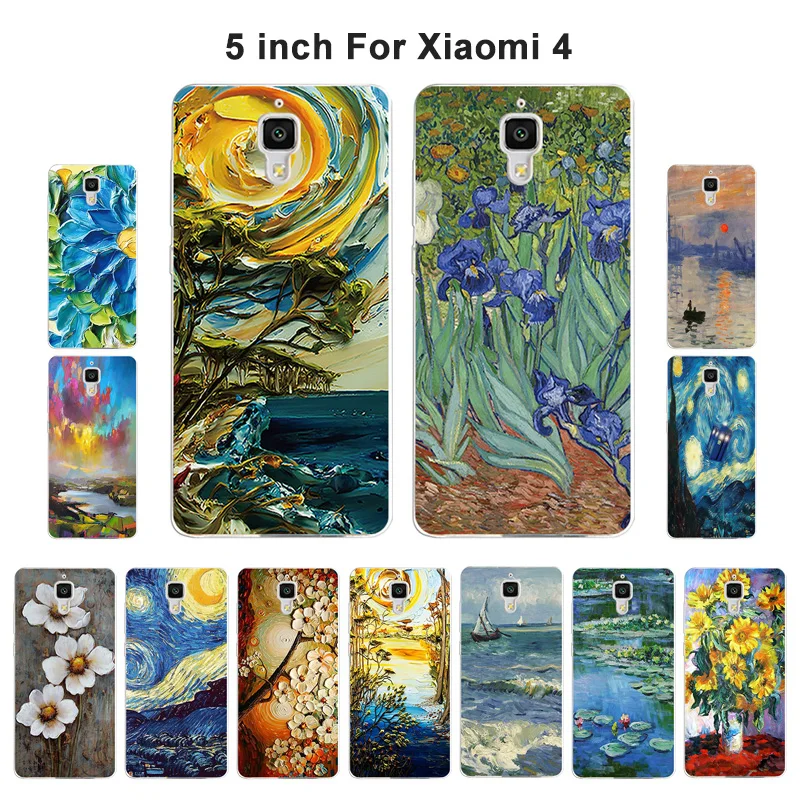 Мягкий силиконовый чехол для Xiaomi Mi4 чехлы Mi 4 масляная роспись телефона из ТПУ Для