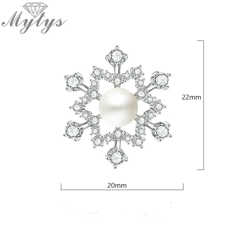 Mytys белая жемчужина искусственная Шпилька воротник кубический циркон булавка